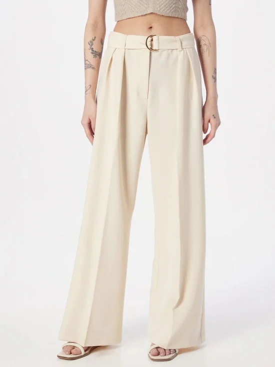 Bardot Rumour Pin Tuck Wide Leg Pleated Pants Trousers in Beige Size S (US 4) - Picture 3 of 9